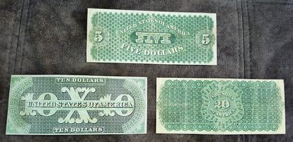 Réimpression sur papier avec filigrane Billets à ordre des États-Unis et Monnaie légale 1861-1863