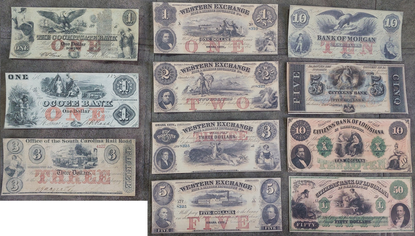 Reprint of United States Obsolete Currency 1850-1859. SET-D FREE SHIPPING !