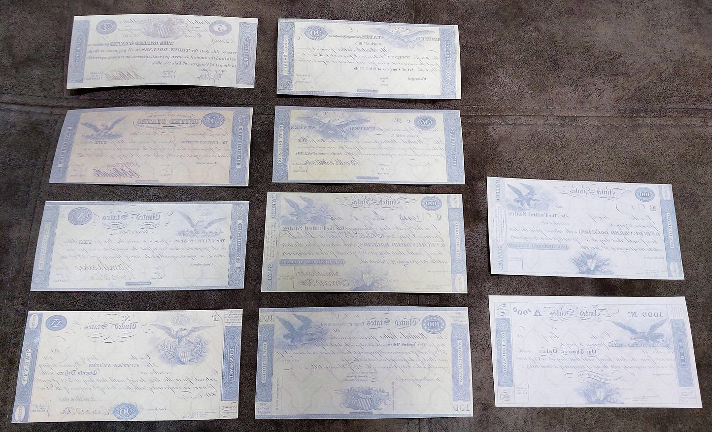 Reprint on paper with W/M United States Treasury Notes 1812-1815 y FREE SHIPPING