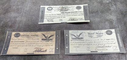 Réimpression sur papier avec filigrane Billets du Trésor des États-Unis 1812-1815 et LIVRAISON GRATUITE