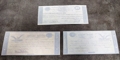 Réimpression sur papier avec filigrane Billets du Trésor des États-Unis 1812-1815 et LIVRAISON GRATUITE