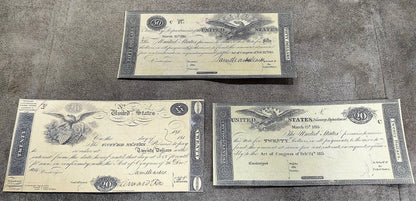 Réimpression sur papier avec filigrane Billets du Trésor des États-Unis 1812-1815 et LIVRAISON GRATUITE
