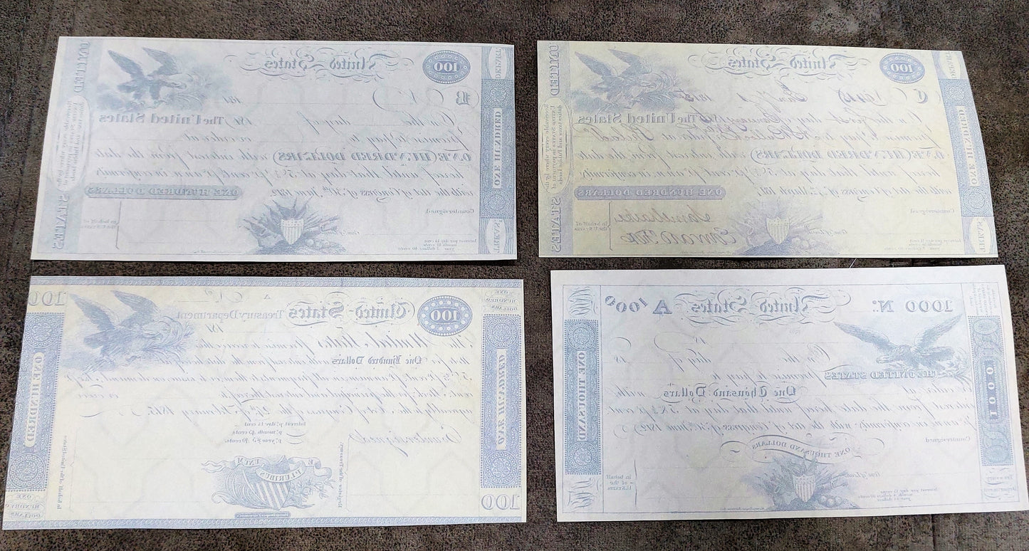 Reprint on paper with W/M United States Treasury Notes 1812-1815 y FREE SHIPPING