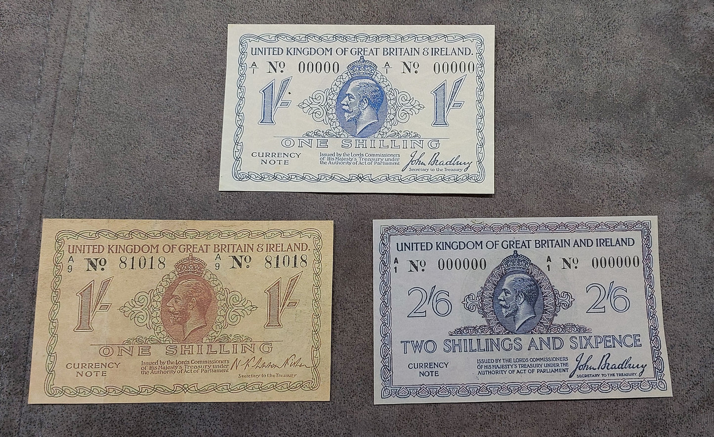 Reprint on paper with W/M Great Britain UK Shilling+Pound 1917-1919 FREE SHIPP.