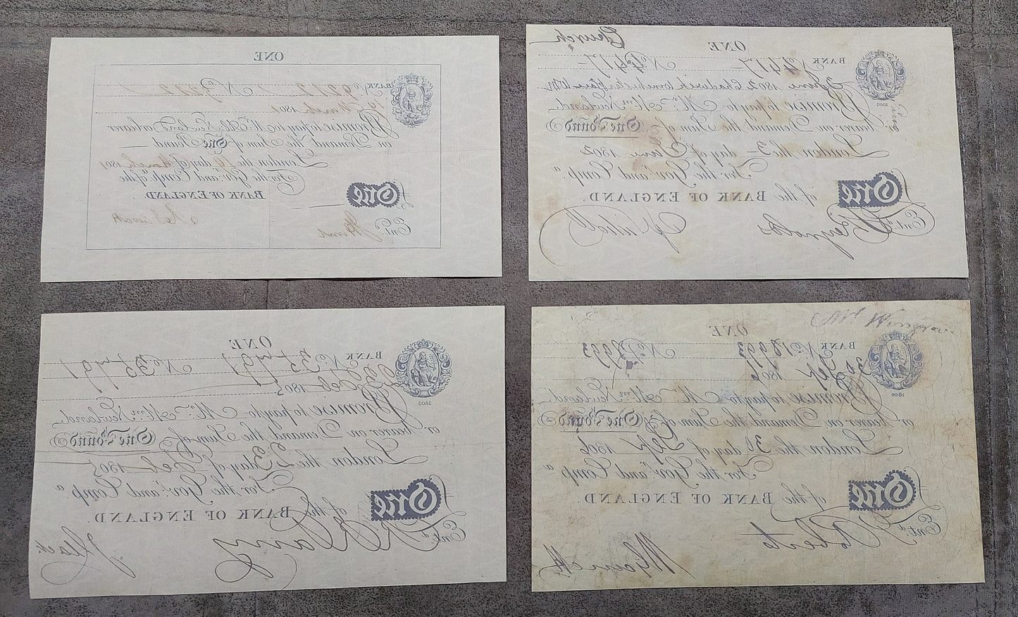 Reprint on paper with W/M England  1 - 200 Pound 1790-1818 y. UK FREE SHIPPING!