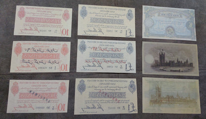Réimpression sur papier avec filigrane Grande-Bretagne Royaume-Uni Shilling+Livre 1914-1917 LIVRAISON GRATUITE.