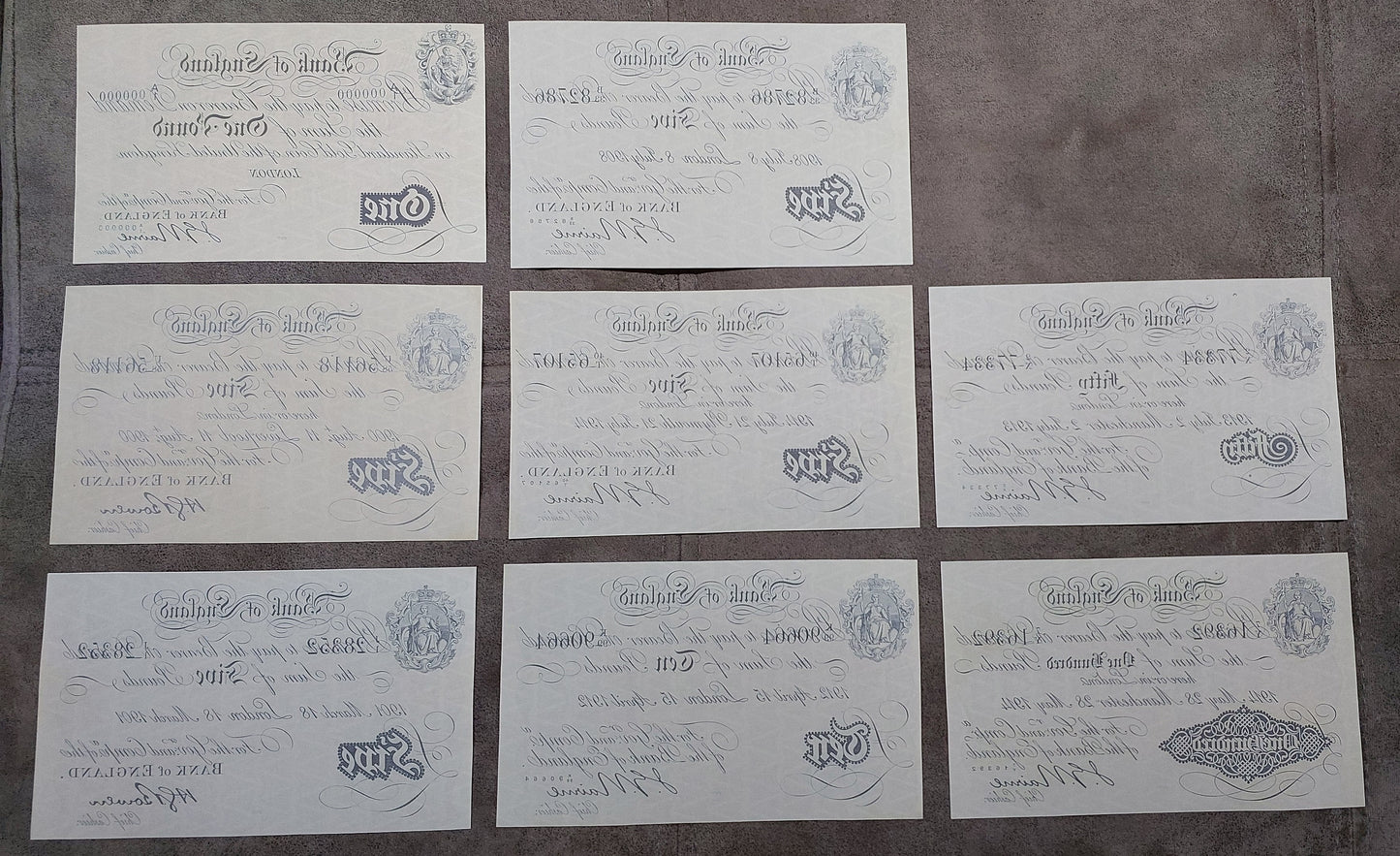 Reprint on paper with W/M Great Britain, England 1 - 100 Pound 1900-1917 y. UK