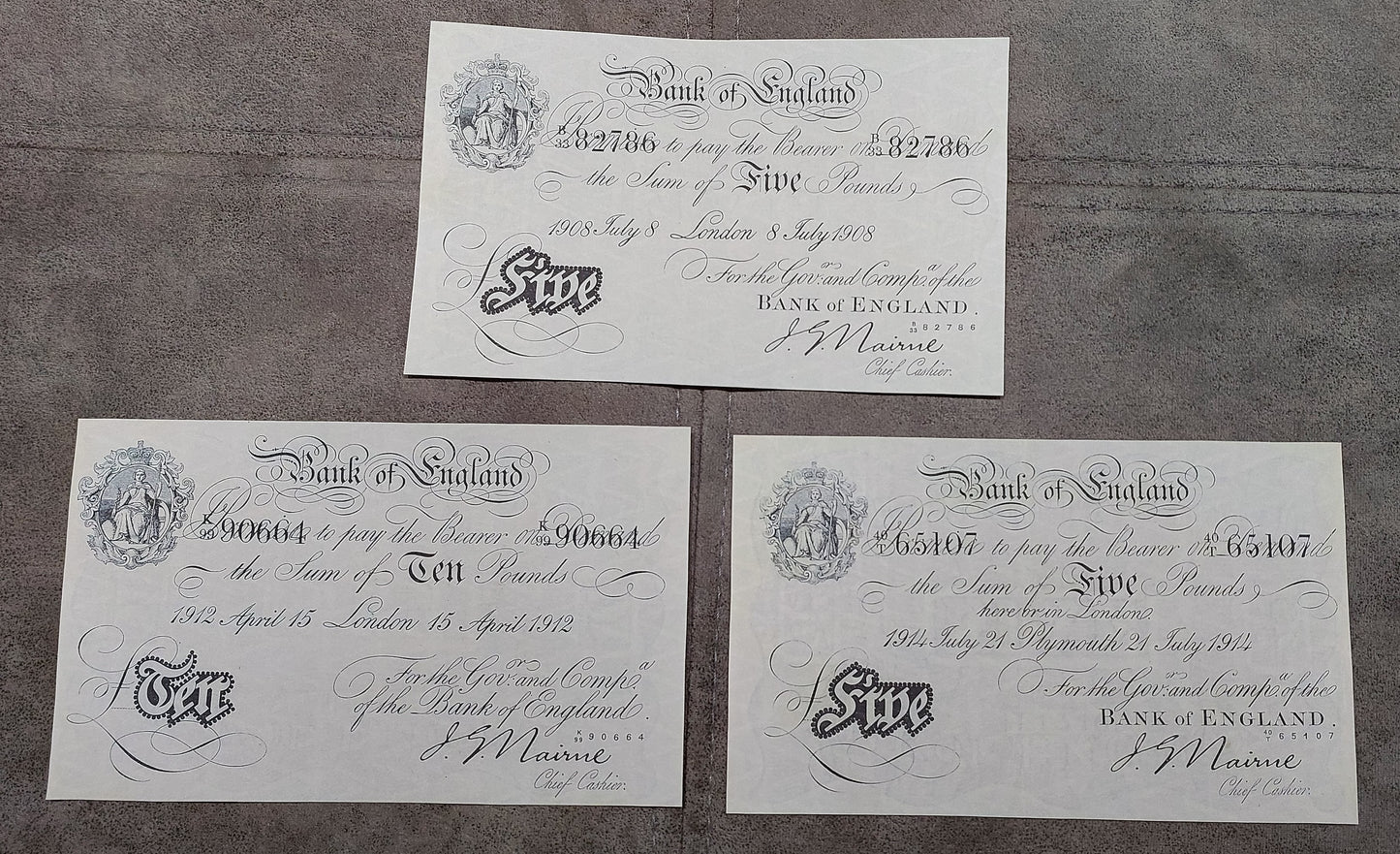 Reprint on paper with W/M Great Britain, England 1 - 100 Pound 1900-1917 y. UK