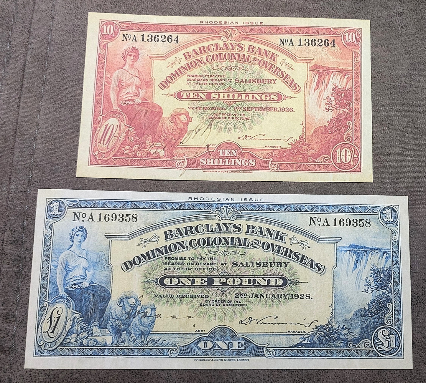 Reprint on paper with W/M Bank of Rhodesia and Nyasaland 1926-1961 y. UK colony.