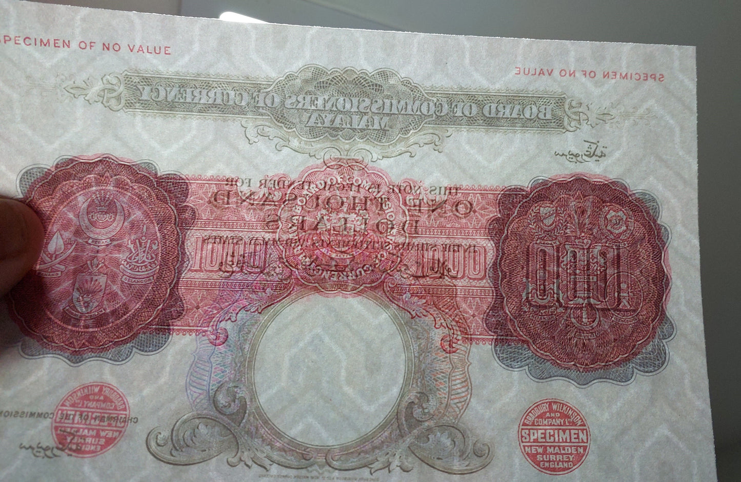 Reprint on paper with W/M MALAYA BRITISH ADMINISTRATION 1941-1942 y. UK colony.