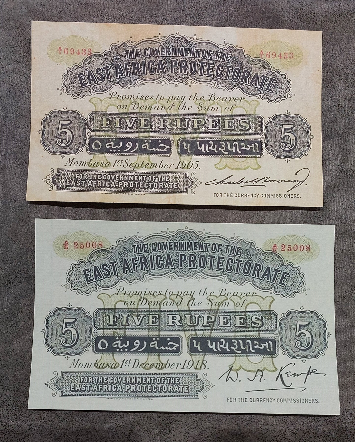 Reprint on paper with W/M East Africa Protectorate 1905-1918 y. UK colony.