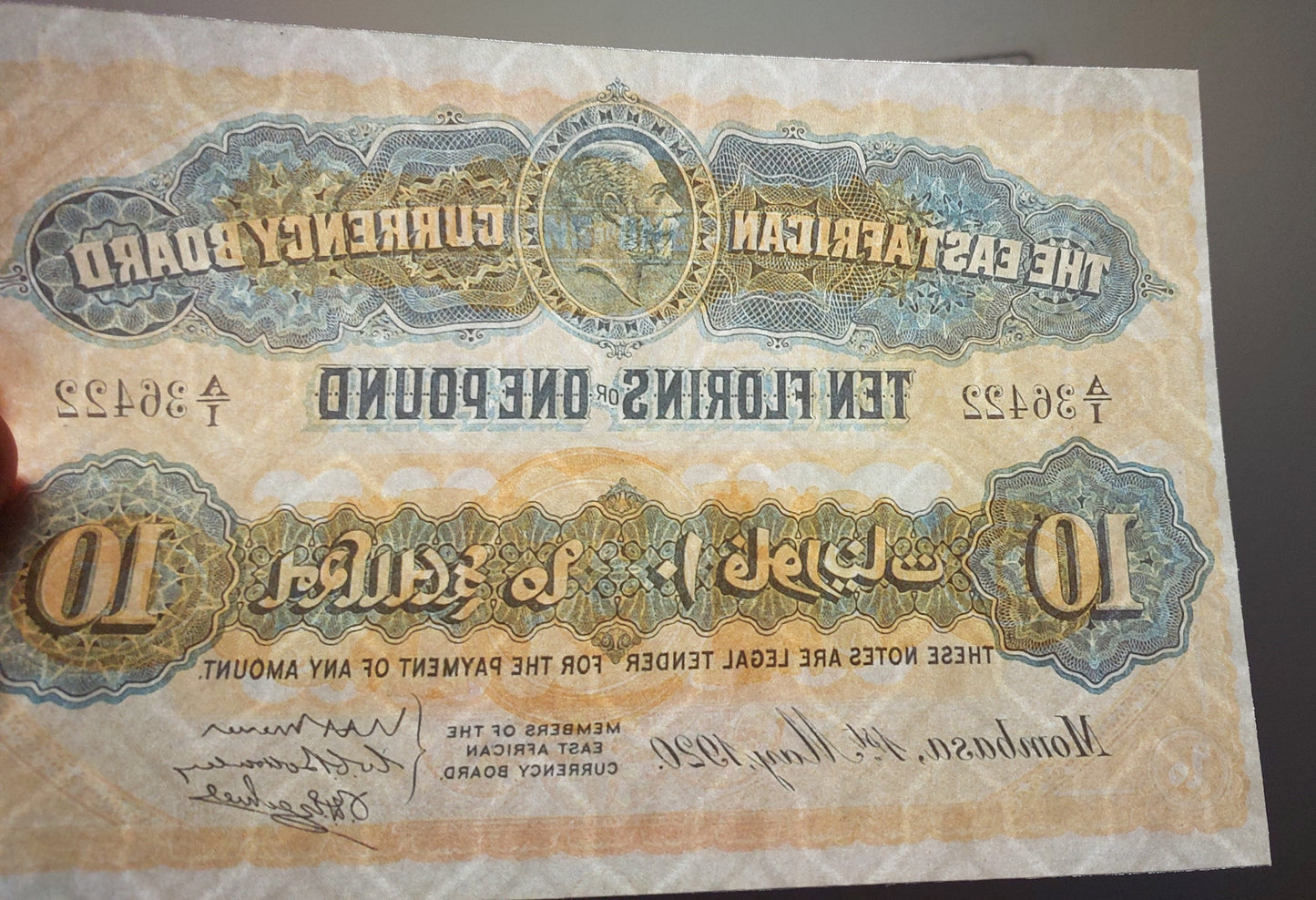 Reprint on paper with W/M East Africa 1920 y. British Administration, UK colony.