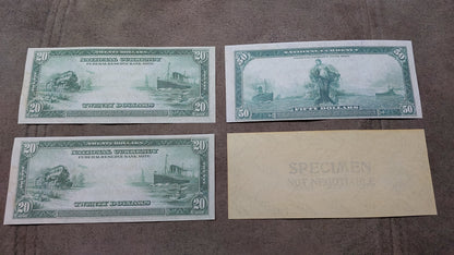 Réimpression sur papier avec filigrane de la Banque de Réserve fédérale des États-Unis 1914 LIVRAISON GRATUITE !