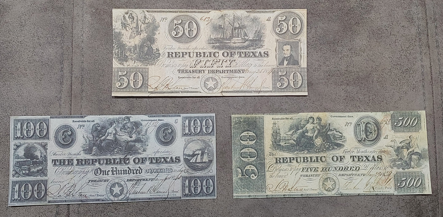 Reprint United States Obsolete Currency Texas 1839-1841 y. SET-I, FREE SHIPPING!