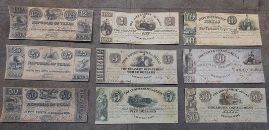 Reprint United States Obsolete Currency Texas 1838-1843 y. SET-H, FREE SHIPPING!
