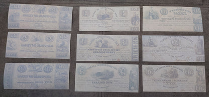 Réimpression Billets de banque périmés des États-Unis Texas 1838-1843. SET-H, LIVRAISON GRATUITE !