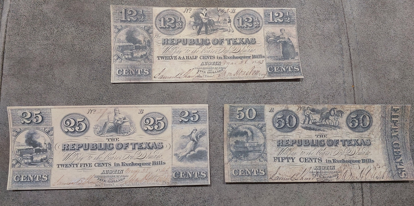 Reprint United States Obsolete Currency Texas 1838-1843 y. SET-H, FREE SHIPPING!