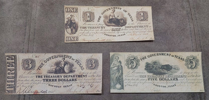 Réimpression Billets de banque périmés des États-Unis Texas 1838-1843. SET-H, LIVRAISON GRATUITE !