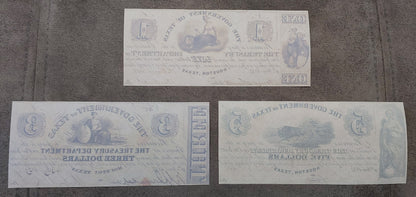 Réimpression Billets de banque périmés des États-Unis Texas 1838-1843. SET-H, LIVRAISON GRATUITE !