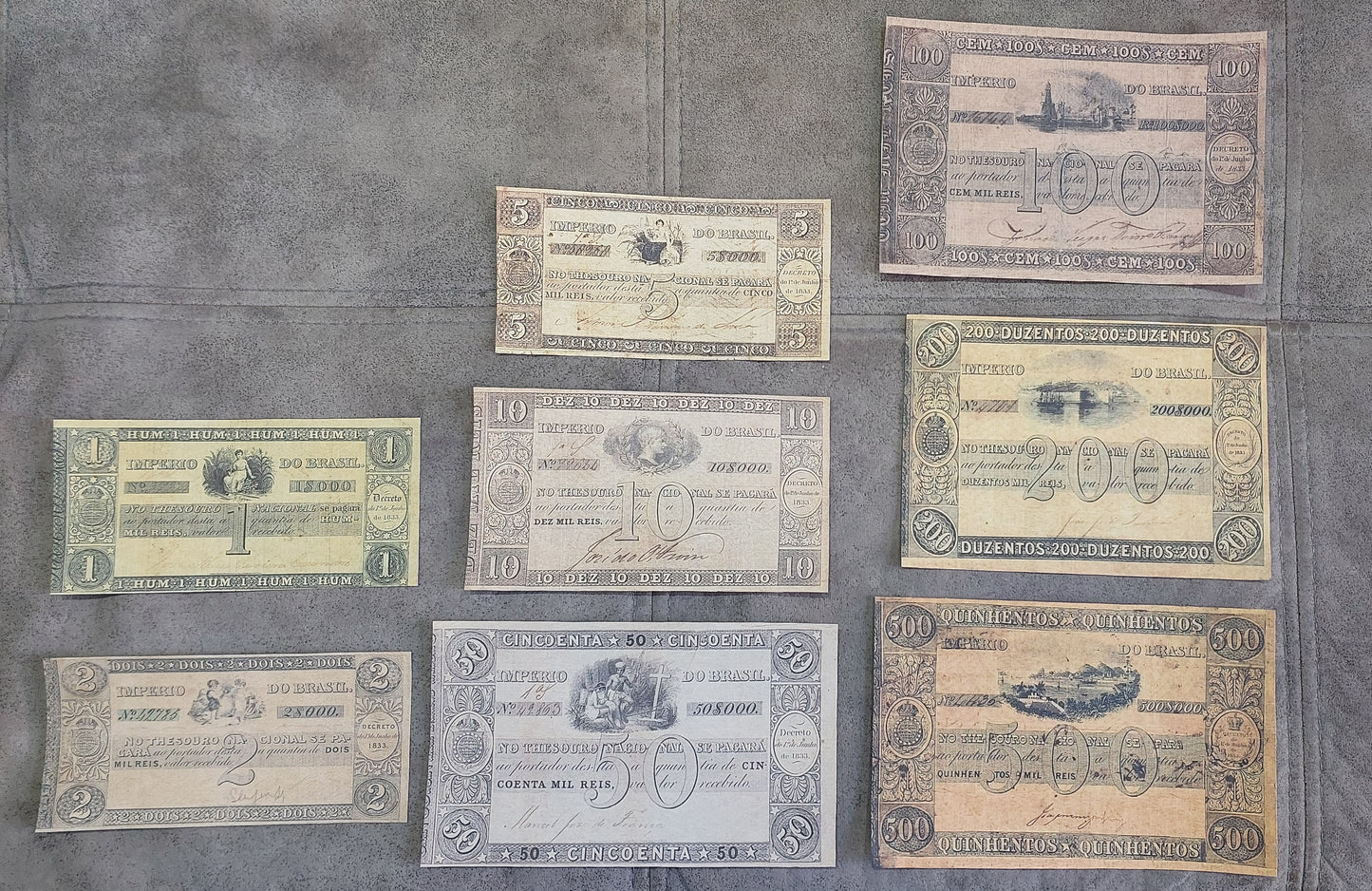 Reprint on paper with W/M Brazil notes 1835 y.  Thesouro Nacional FREE SHIPPING