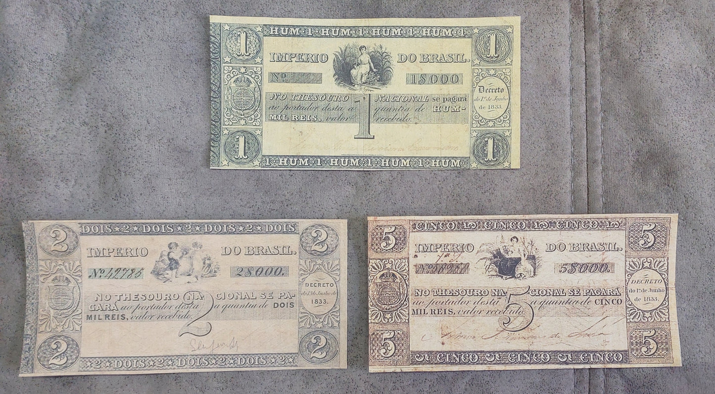 Reprint on paper with W/M Brazil notes 1835 y.  Thesouro Nacional FREE SHIPPING