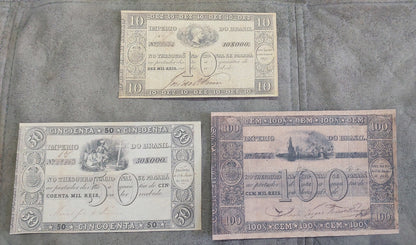 Réimpression sur papier avec filigrane Billets Brésil 1835 y. Thesouro Nacional LIVRAISON GRATUITE