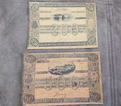 Réimpression sur papier avec filigrane Billets Brésil 1835 y. Thesouro Nacional LIVRAISON GRATUITE