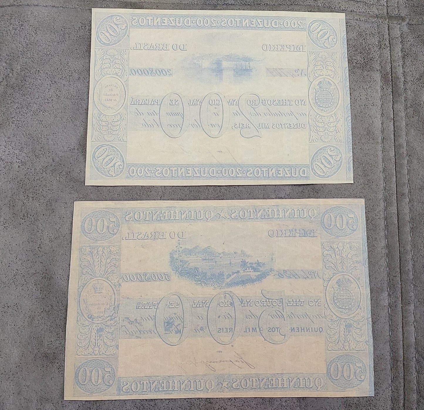 Reprint on paper with W/M Brazil notes 1835 y.  Thesouro Nacional FREE SHIPPING