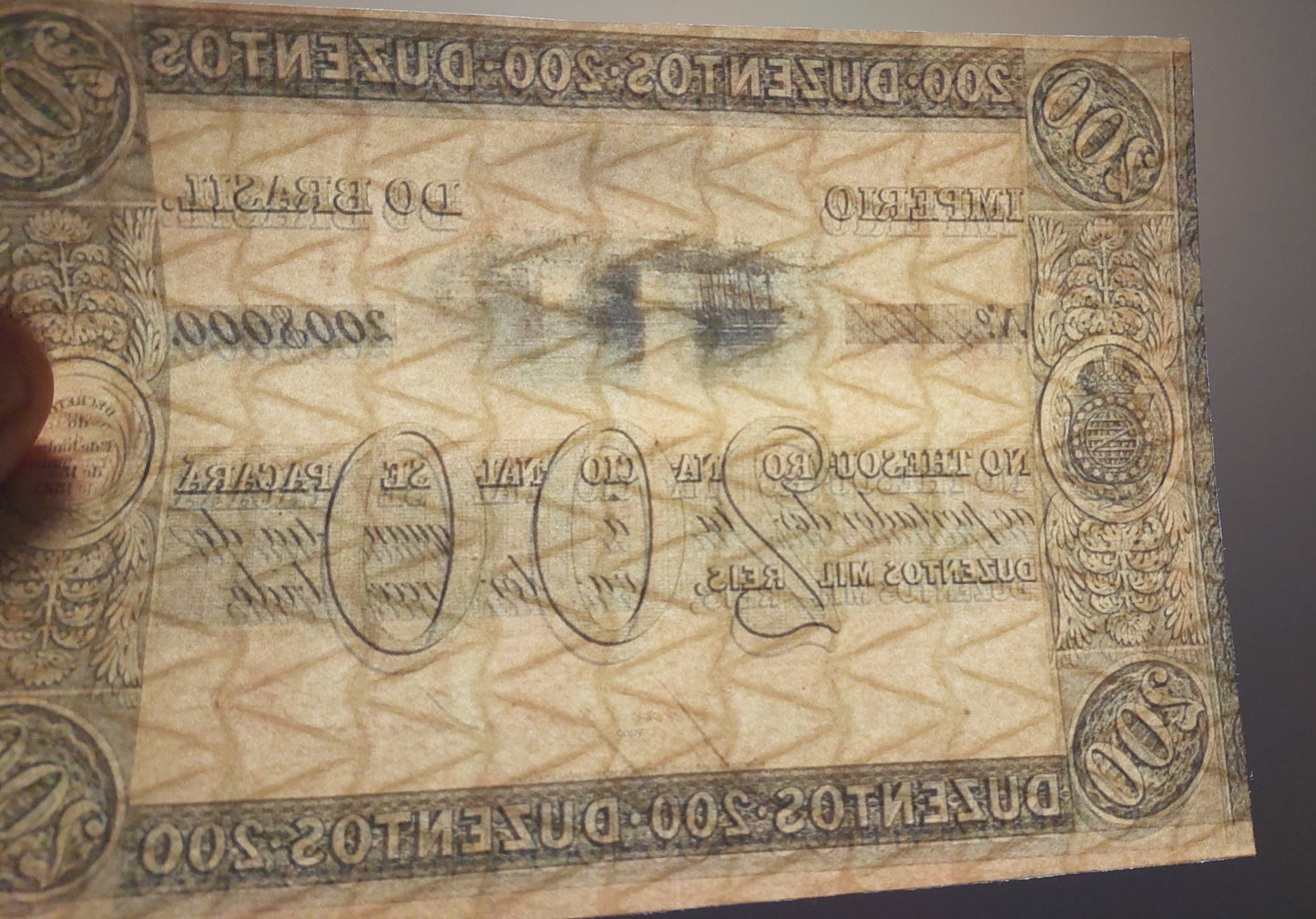 Reprint on paper with W/M Brazil notes 1835 y.  Thesouro Nacional FREE SHIPPING