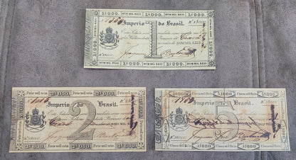 Réimpression sur papier de billets de banque brésiliens de 1833 avec filigrane. Échange de cuivre LIVRAISON GRATUITE