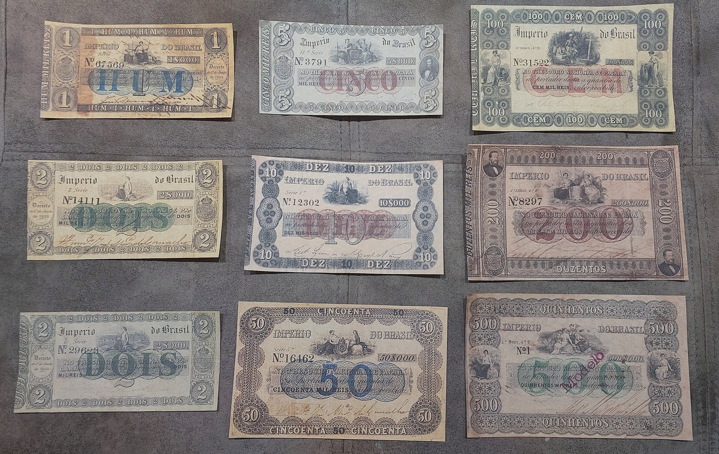 Reprint on paper with W/M Brazil notes 1852 - 1870 y.  FREE SHIPPING