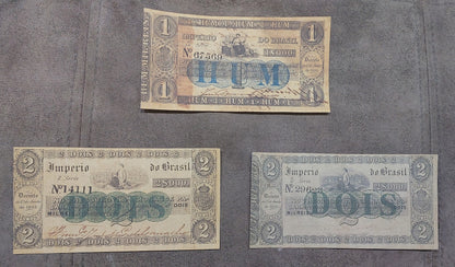 Réimpression sur papier avec filigrane Billets Brésil 1852 - 1870. LIVRAISON GRATUITE