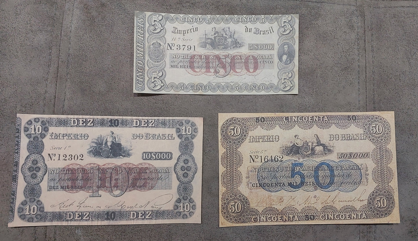 Reprint on paper with W/M Brazil notes 1852 - 1870 y.  FREE SHIPPING