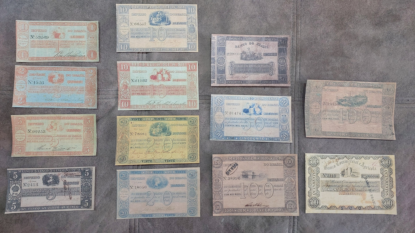 Reprint on paper with W/M Brazil banknotes 1837-1858 FREE SHIPPING