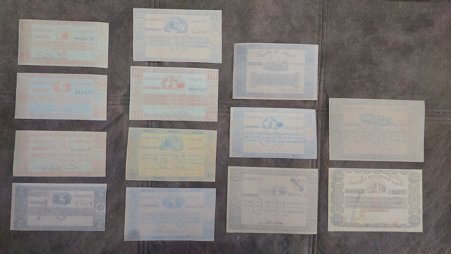 Reprint on paper with W/M Brazil banknotes 1837-1858 FREE SHIPPING
