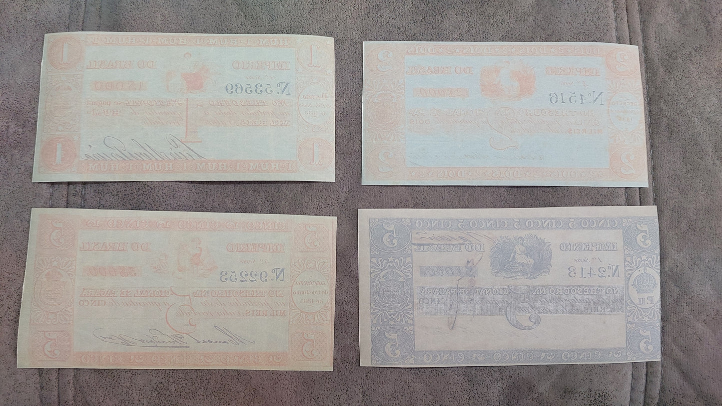 Reprint on paper with W/M Brazil banknotes 1837-1858 FREE SHIPPING