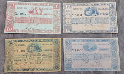 Réimpression sur papier avec filigrane de billets de banque brésiliens 1837-1858 LIVRAISON GRATUITE