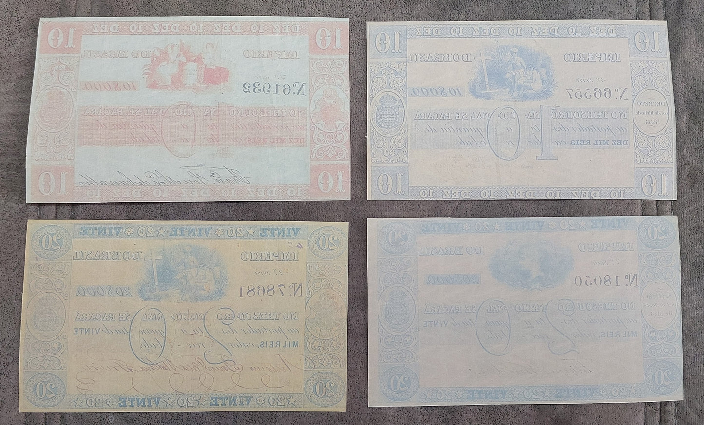 Reprint on paper with W/M Brazil banknotes 1837-1858 FREE SHIPPING