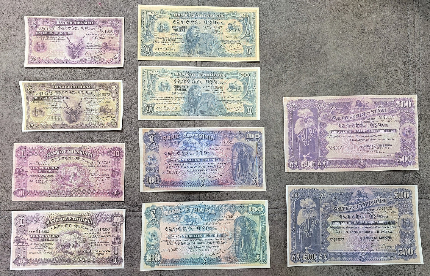 Reprint on paper with W/M Ethiopia The most Beautiful Banknotes 1915-1933 y.