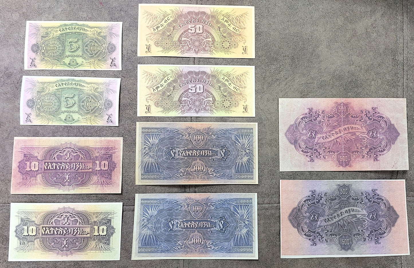 Reprint on paper with W/M Ethiopia The most Beautiful Banknotes 1915-1933 y.