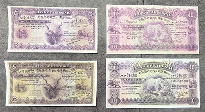 Reimpresión en papel con W/M Etiopía Los billetes más bellos 1915-1933 y.