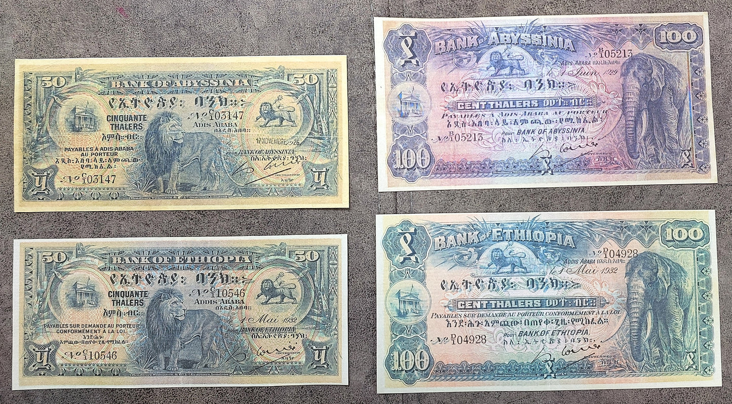 Reprint on paper with W/M Ethiopia The most Beautiful Banknotes 1915-1933 y.