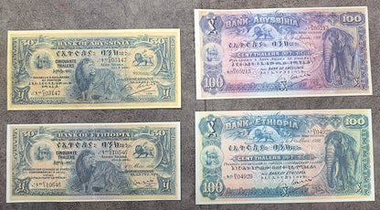 Reimpresión en papel con W/M Etiopía Los billetes más bellos 1915-1933 y.