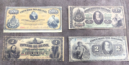 Reimpresión en papel con W/M Billetes mixtos de Brasil 1868 - 1883 y. ENVÍO GRATIS ! 