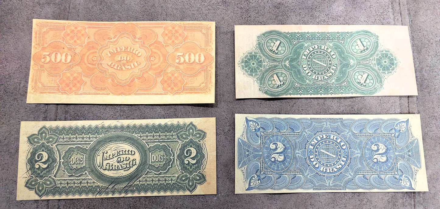 Reprint on paper with W/M Mixed Brazil banknotes 1868 - 1883 y.  FREE SHIPPING !