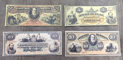 Reimpresión en papel con W/M Billetes mixtos de Brasil 1868 - 1883 y. ENVÍO GRATIS ! 