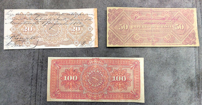 Reimpresión en papel con W/M Billetes mixtos de Brasil 1868 - 1883 y. ENVÍO GRATIS ! 