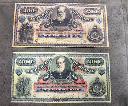 Reimpresión en papel con W/M Billetes mixtos de Brasil 1868 - 1883 y. ENVÍO GRATIS ! 