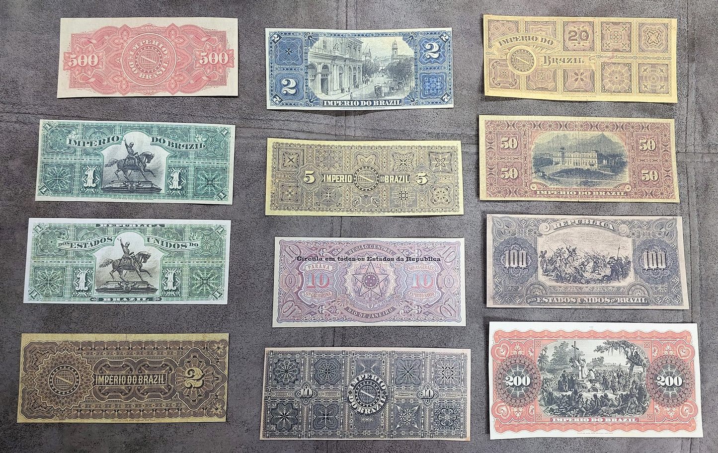 Reprint on paper with W/M Mixed Brazil banknotes 1885 - 1890 y.  FREE SHIPPING !