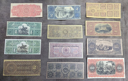 Réimpression sur papier avec filigrane Billets brésiliens mixtes 1885 - 1890. LIVRAISON GRATUITE !
